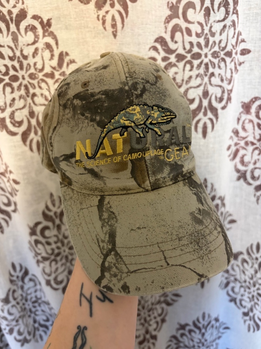 Natural Gear Camouflage Baseball Cap with Chameleon Logo - Olive